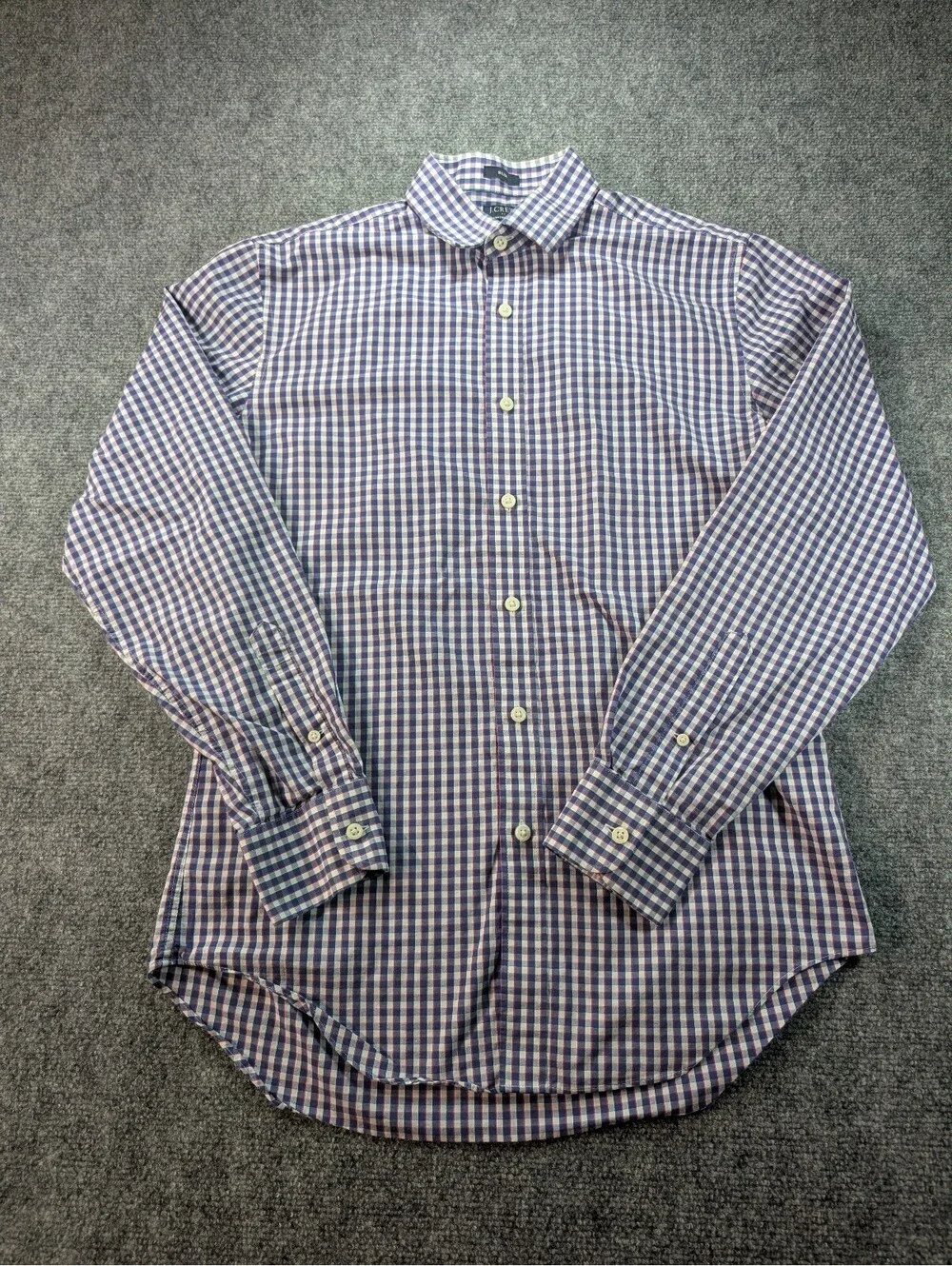 J.Crew Mens Medium Performance Slim Fit Blue Pink Checkered Button Down Shirt